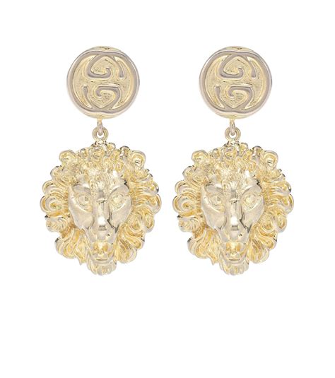 gucci earrings gold lion|Gucci gold jewellery earrings.